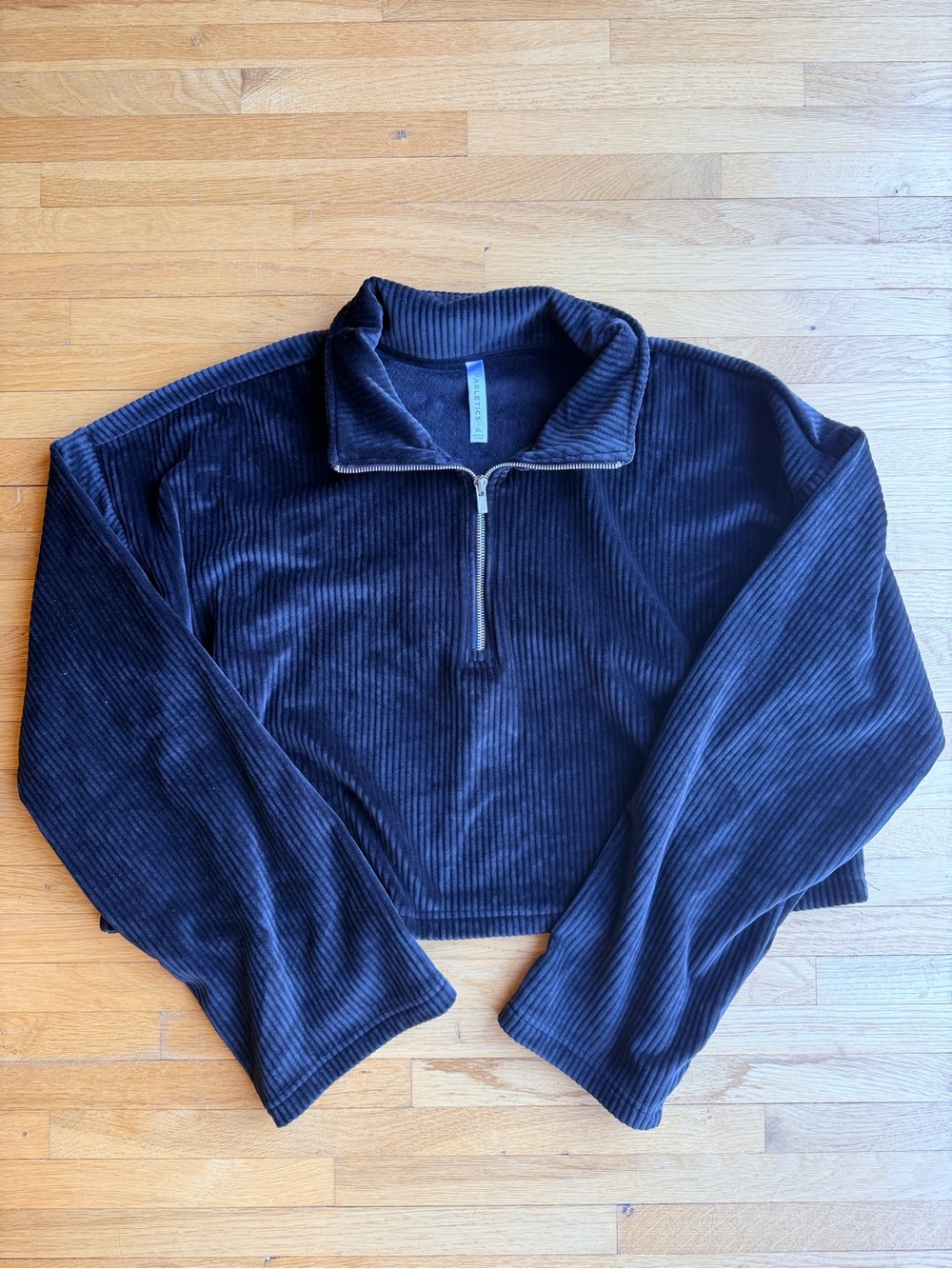 Fabletics Cropped Half-Zip Sweater Black Ribbed Soft Cozy Comfy Fall Autumn Wear